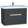 Тумба с раковиной VITRA SENTO 100 см с Led подсветкой, подвесная/напольная, матовый антрацит 60838